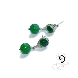 verde cercei jad agat bijuterii argint bijuterii vintage handmade jewelry silver wire earrings sarma argint 925