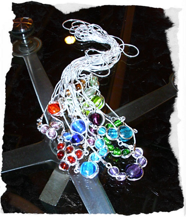 colier necklace bijuterii handmade jewelry sarma argintata silver plated wire sticla de Murano glass